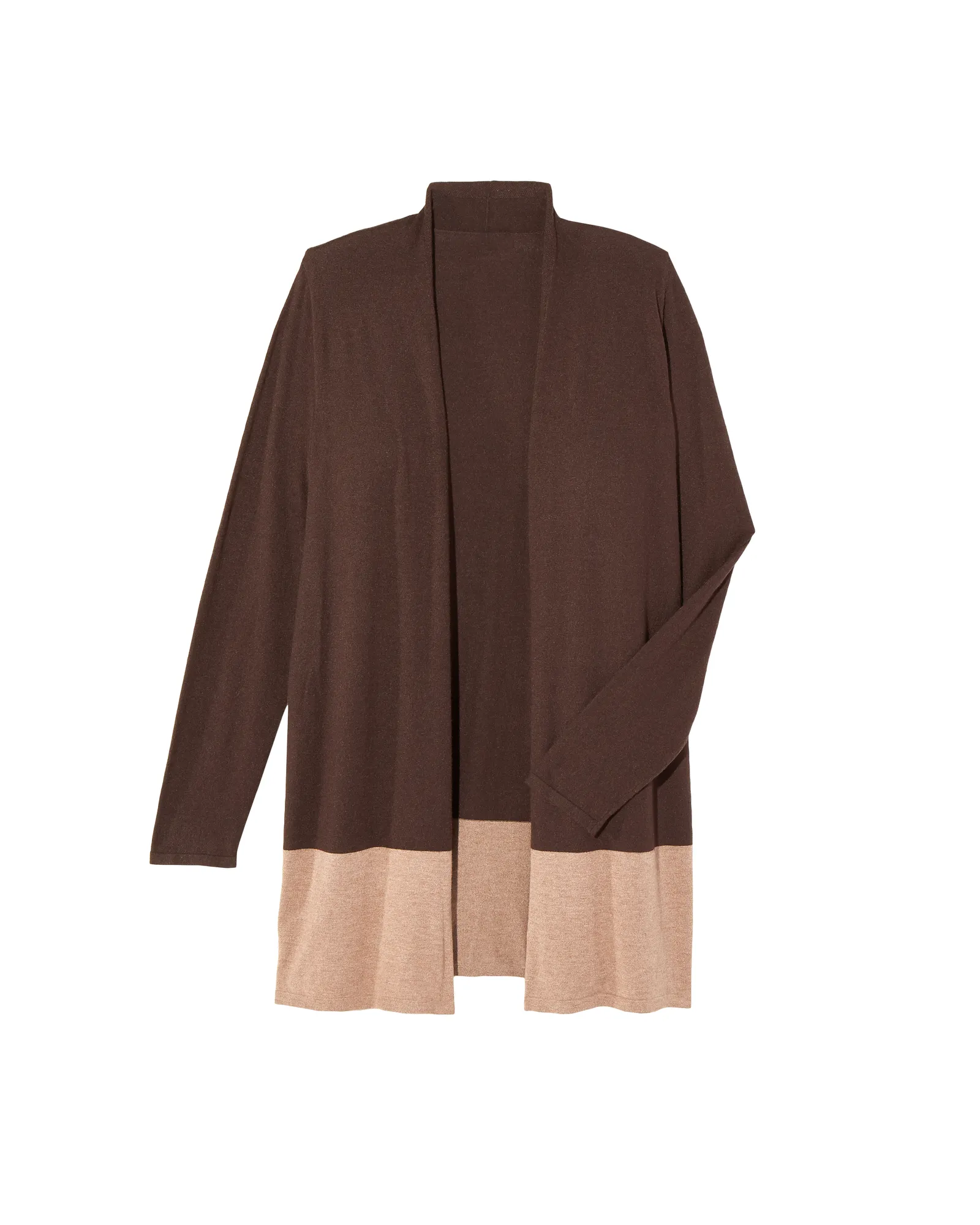 Skye Long Sleeve Color Block Cardigan | Brown / Tan