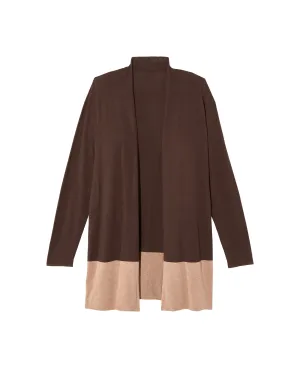 Skye Long Sleeve Color Block Cardigan | Brown / Tan