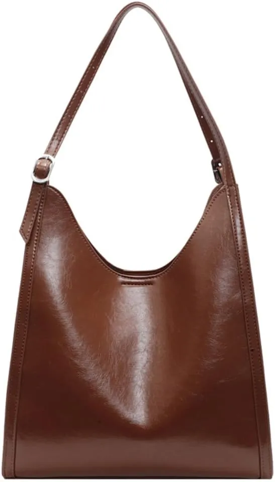 Slouchy Hobo Bags for Women Retro PU Leather Tote Bag Large Soft Shoulder Purses Everyday Work College Handbags