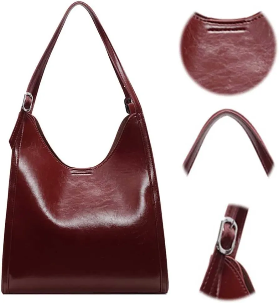 Slouchy Hobo Bags for Women Retro PU Leather Tote Bag Large Soft Shoulder Purses Everyday Work College Handbags
