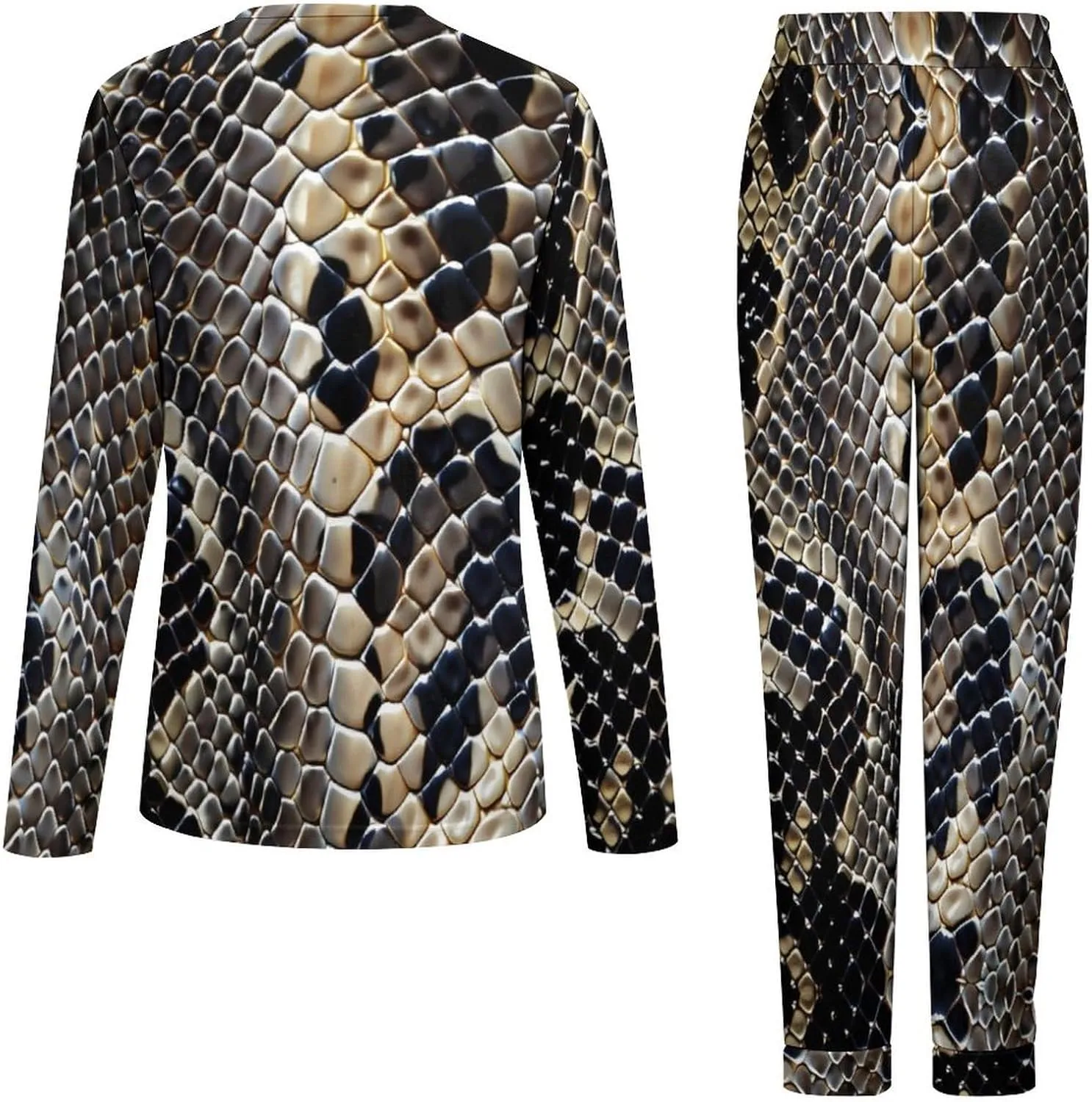Snake Skin Texture Women's Pajama 2 Piece Set Long Sleeve Pjs Top and Pants Soft Loungewear