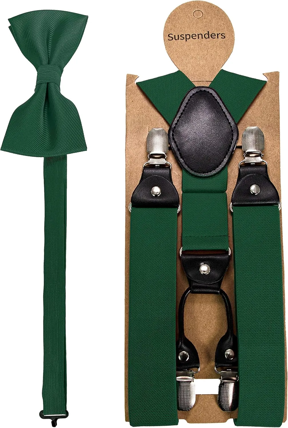 Solid Color Suspender and Silk Bow Tie Sets for Men