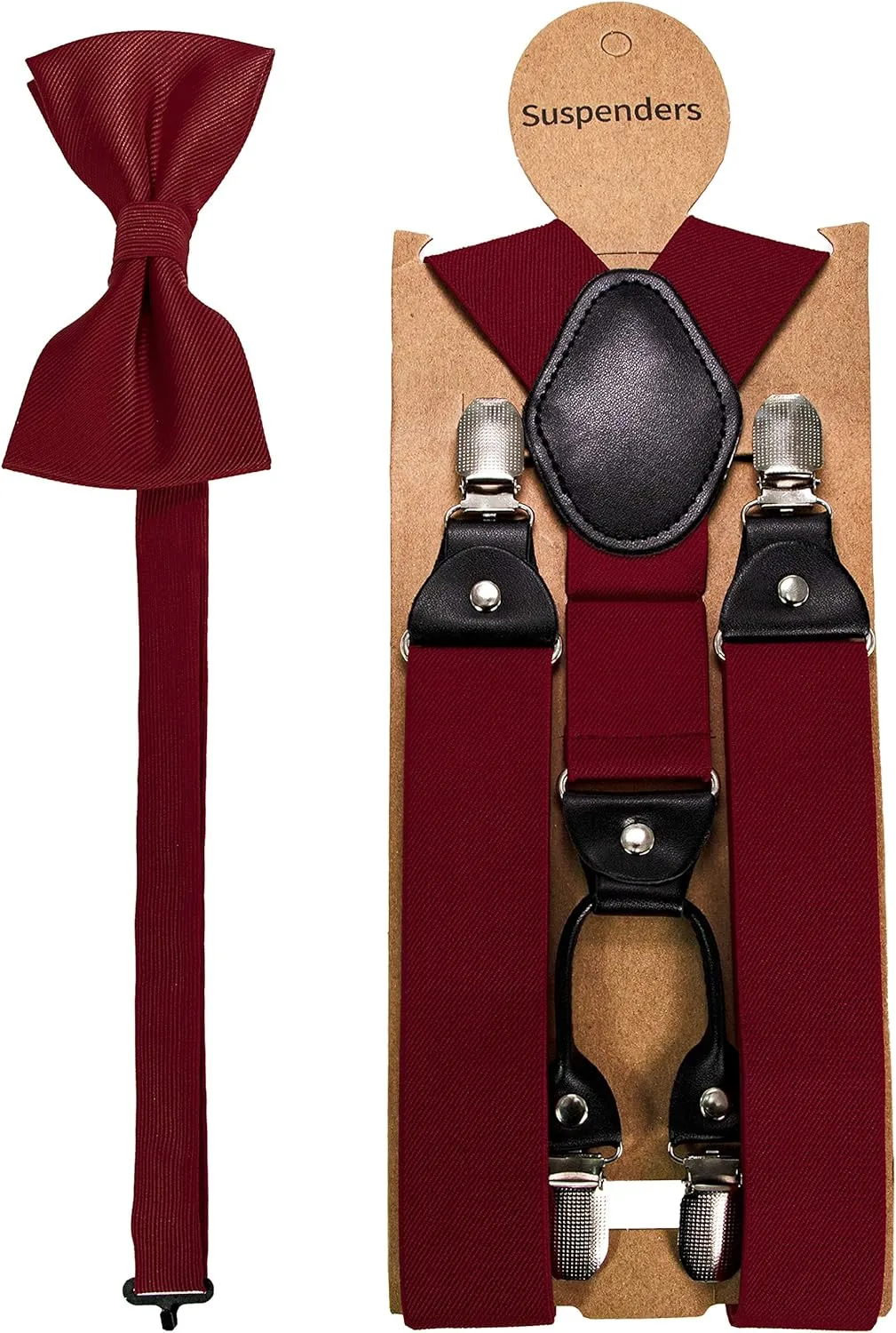 Solid Color Suspender and Silk Bow Tie Sets for Men