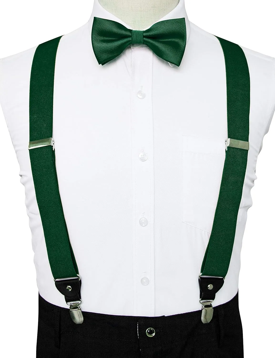 Solid Color Suspender and Silk Bow Tie Sets for Men