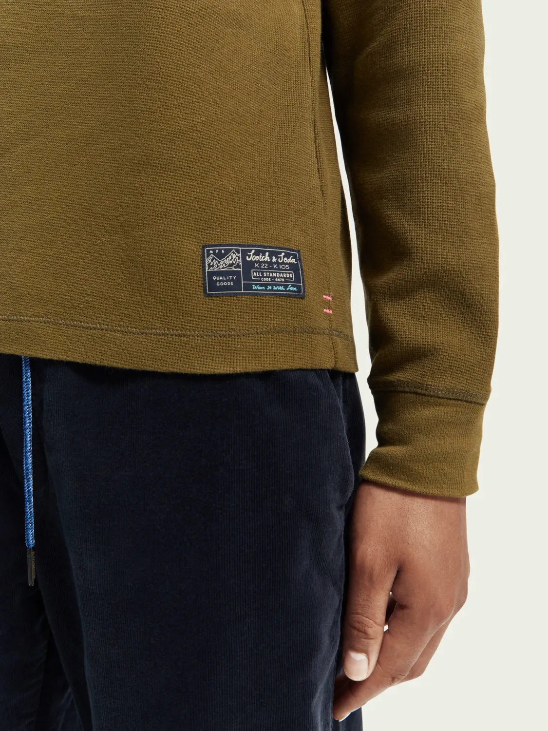 Structured Waffle Long Sleeve T-Shirt (Military)