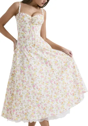 Sundresses for Women Sexy Summer Casual Comfortable Floral Dresses Sleeveless Spaghetti Strap Beach Party Maxi Dress