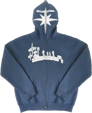 Sunwittafy Y2k Hoodie Men Women Star Zip Up Hoodie Letter Print Harajuku Oversized Sweatshirt Grunge Jacket Streetwear