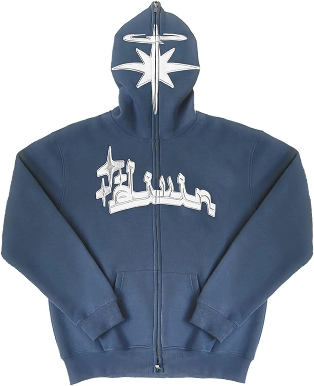 Sunwittafy Y2k Hoodie Men Women Star Zip Up Hoodie Letter Print Harajuku Oversized Sweatshirt Grunge Jacket Streetwear