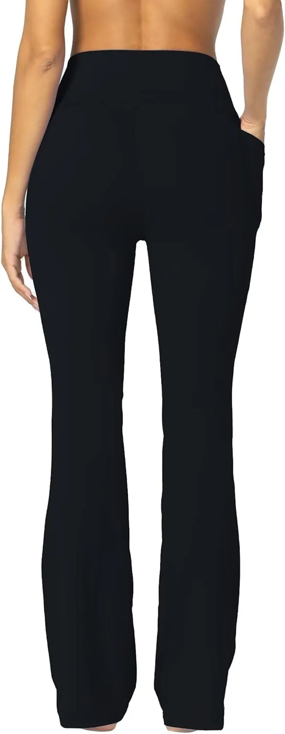 Sunzel Sunzfly Women's Mini Flare Leggings with Pockets High Waisted Tummy Control Yoga Pants Bootcut Workout Gym Casual