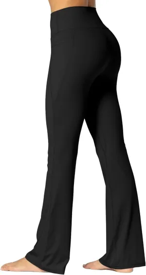 Sunzel Sunzfly Women's Mini Flare Leggings with Pockets High Waisted Tummy Control Yoga Pants Bootcut Workout Gym Casual