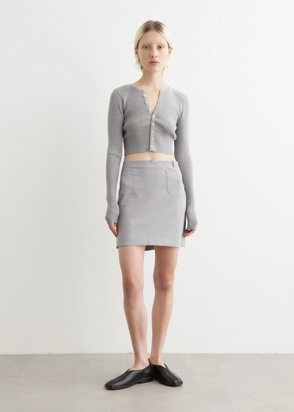 Super Fine Wool High Gauge Rib Knit Cardigan