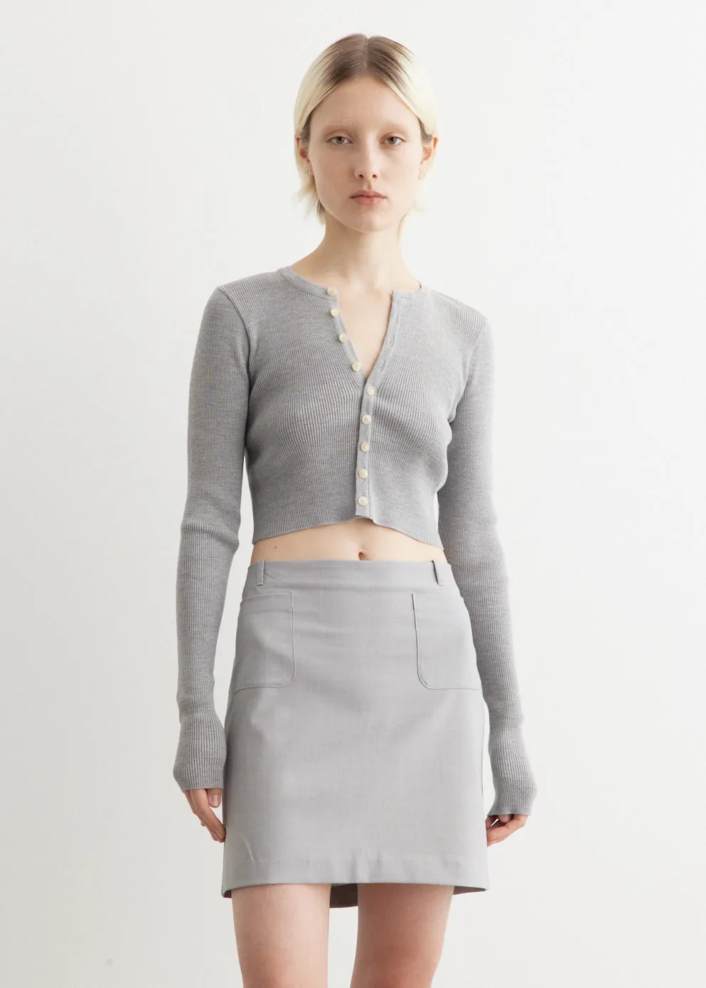 Super Fine Wool High Gauge Rib Knit Cardigan
