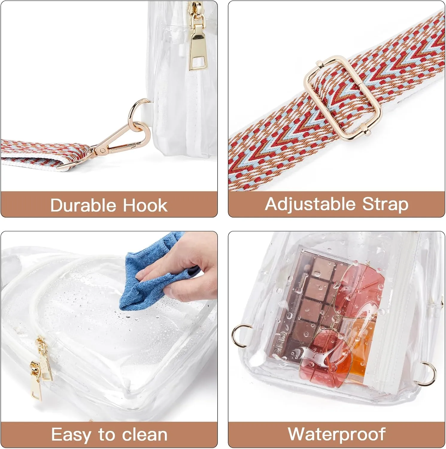 Telena Clear Bag for Stadium Events Clear Purses for Women Stadium Crossbody Fanny Pack Sling Bag
