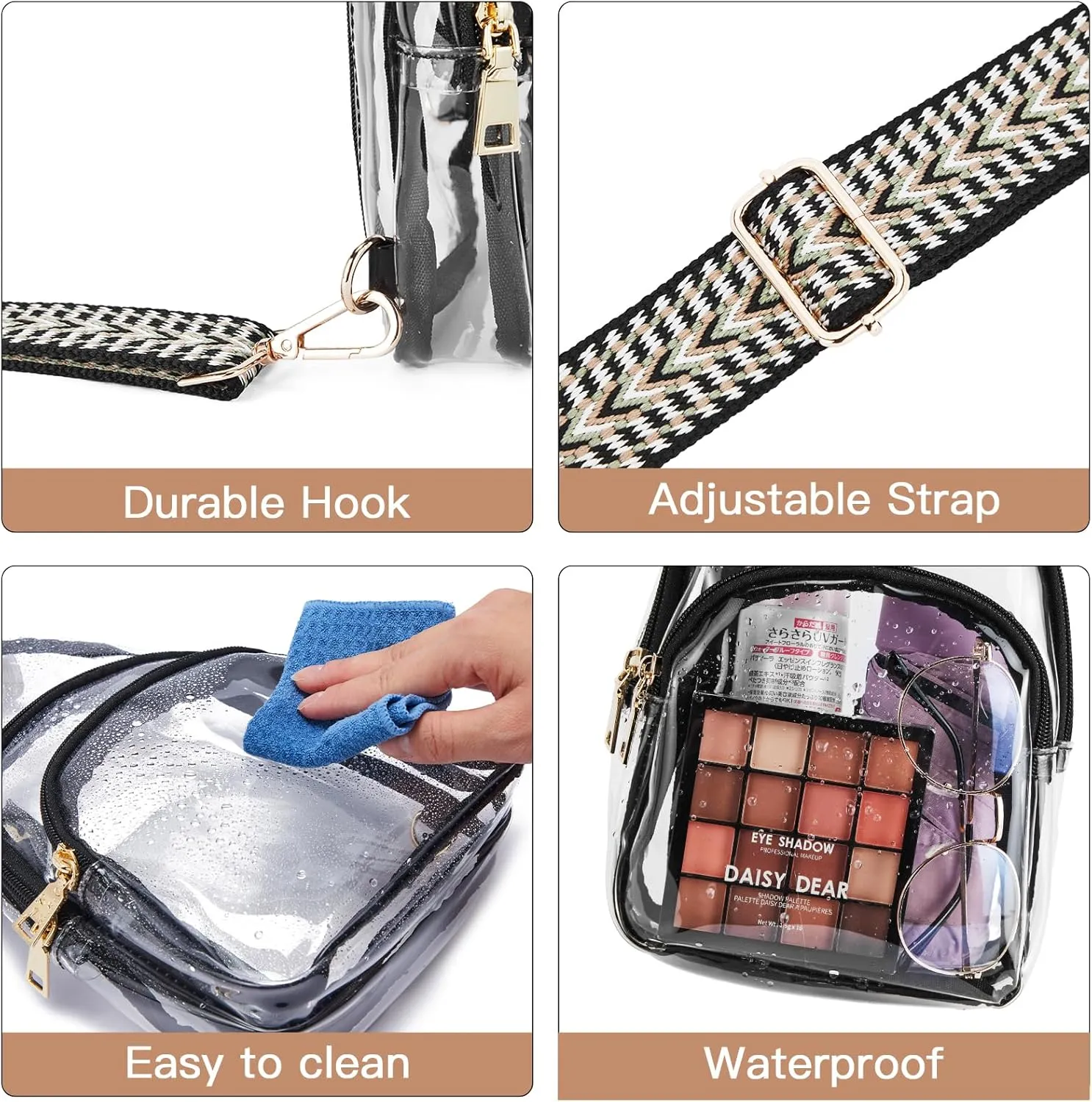 Telena Clear Bag for Stadium Events Clear Purses for Women Stadium Crossbody Fanny Pack Sling Bag