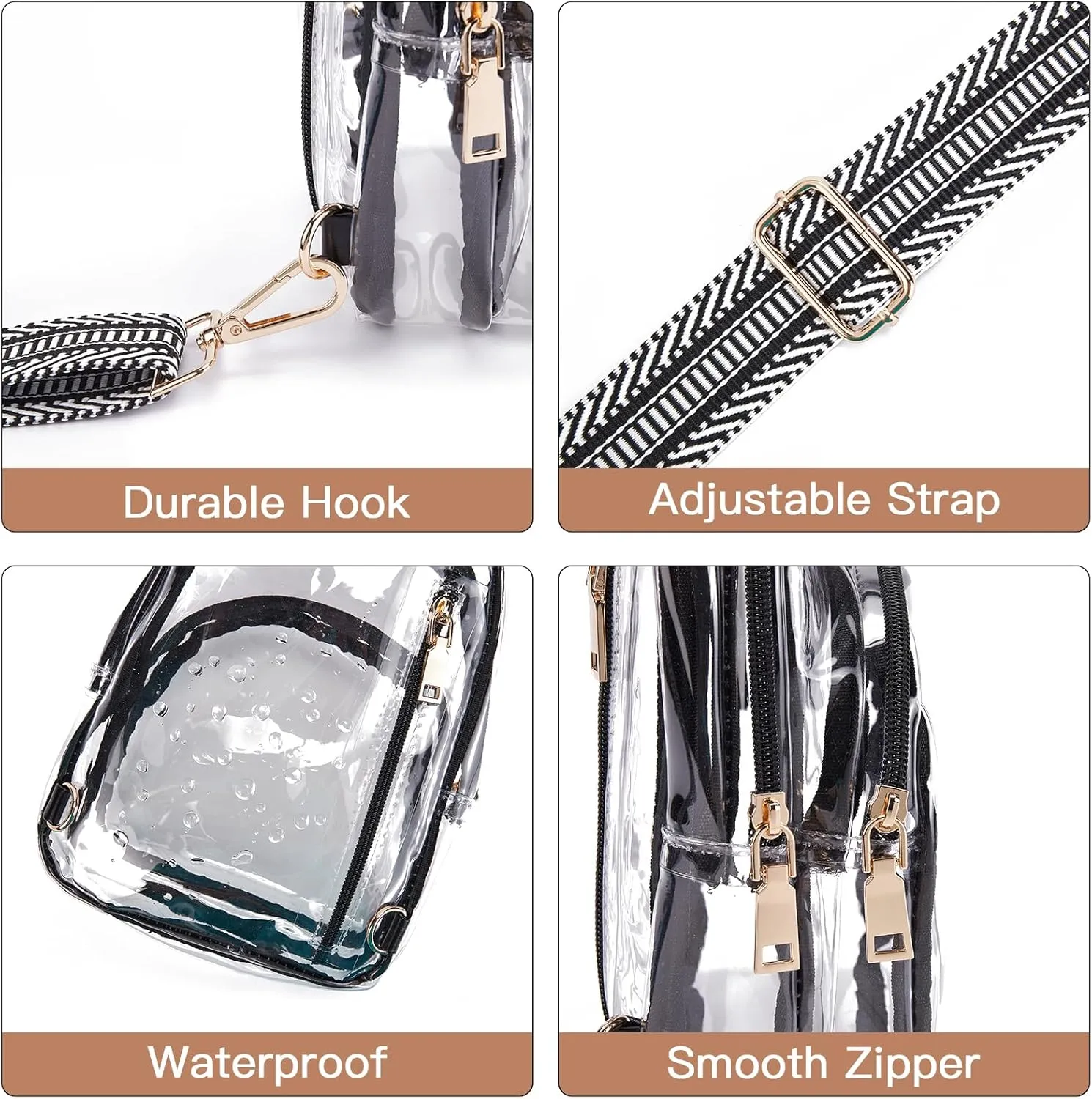 Telena Clear Bag for Stadium Events Clear Purses for Women Stadium Crossbody Fanny Pack Sling Bag