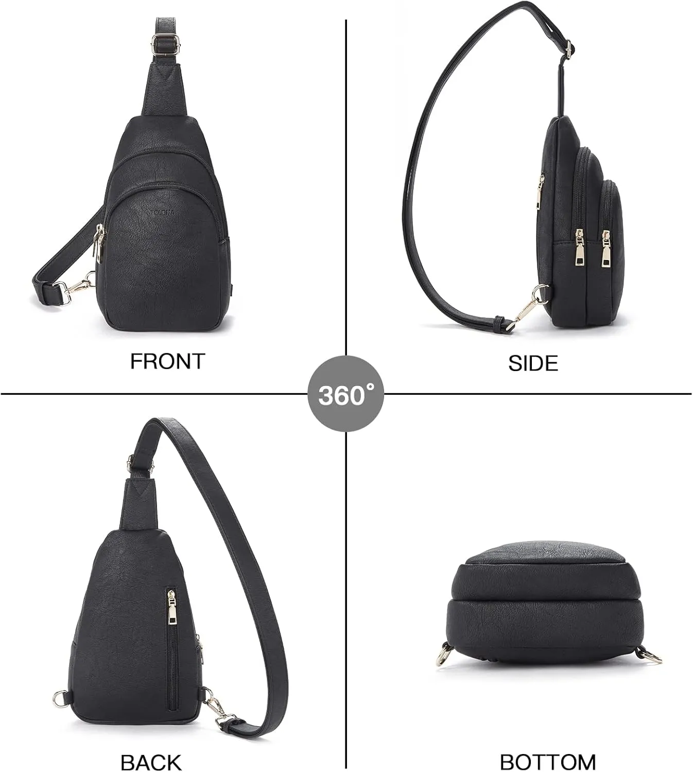 Telena Small Sling Bag for Women Leather Crossbody Fanny Packs Chest Bag for Women
