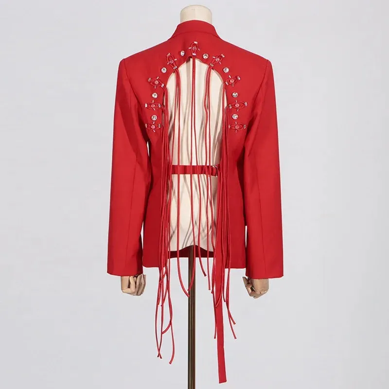 Trend4us Luxe Backless Lace-Up Blazer