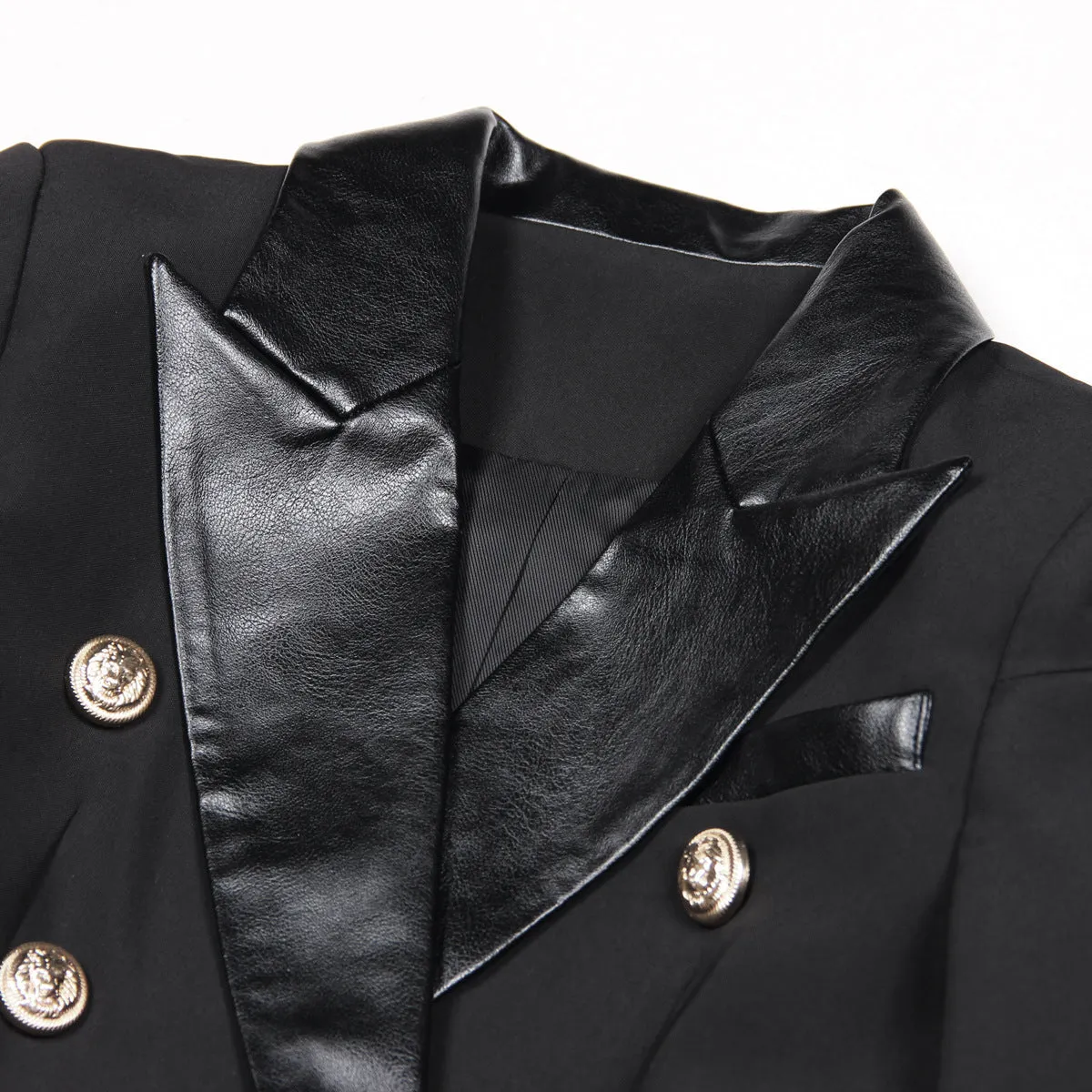 Trend4us Women's Double-Breasted Blazer with Gold Buttons