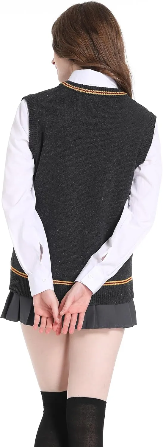 Unisex Vest Sweater Knited V-Neck Sleeveless Waistcoat Top Pullover Uniform Halloween Cosplay Costume Winter&Fall