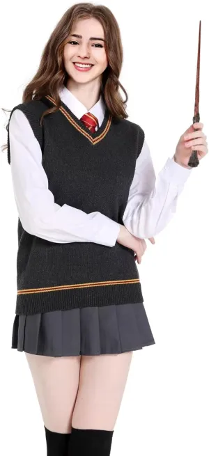 Unisex Vest Sweater Knited V-Neck Sleeveless Waistcoat Top Pullover Uniform Halloween Cosplay Costume Winter&Fall