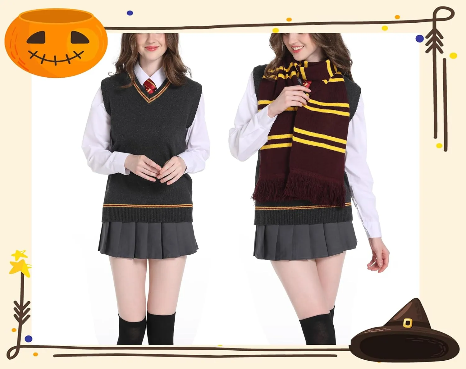 Unisex Vest Sweater Knited V-Neck Sleeveless Waistcoat Top Pullover Uniform Halloween Cosplay Costume Winter&Fall