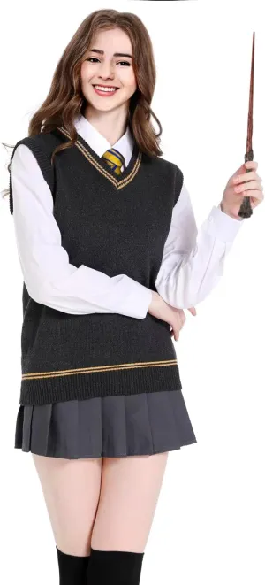 Unisex Vest Sweater Knited V-Neck Sleeveless Waistcoat Top Pullover Uniform Halloween Cosplay Costume Winter&Fall