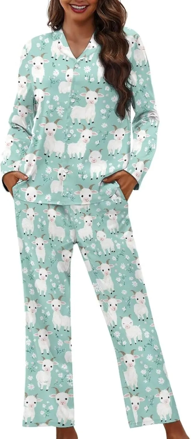 Upetstory Women's Pajama Sets Long Sleeve Pjs Lounge Sets Button Down Sleepwear