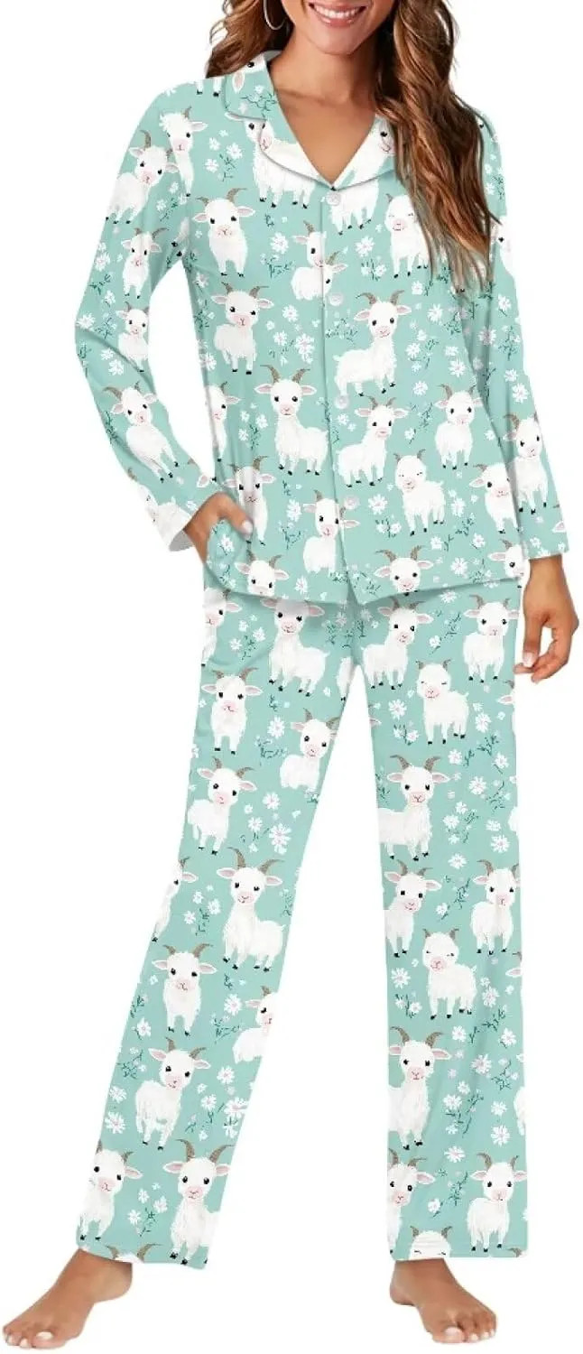 Upetstory Women's Pajama Sets Long Sleeve Pjs Lounge Sets Button Down Sleepwear
