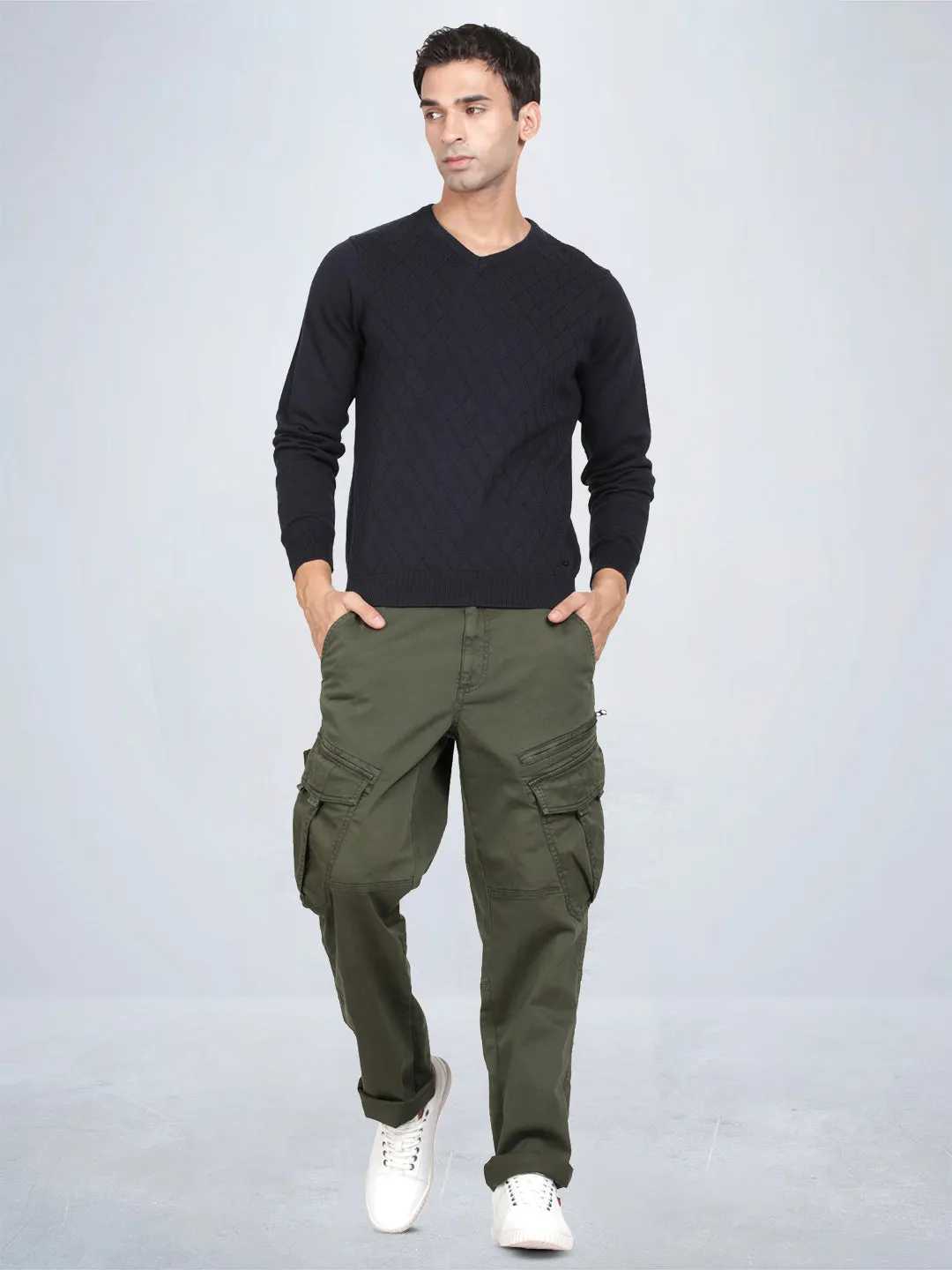 V Neck Navy Full Sleeve Pullover