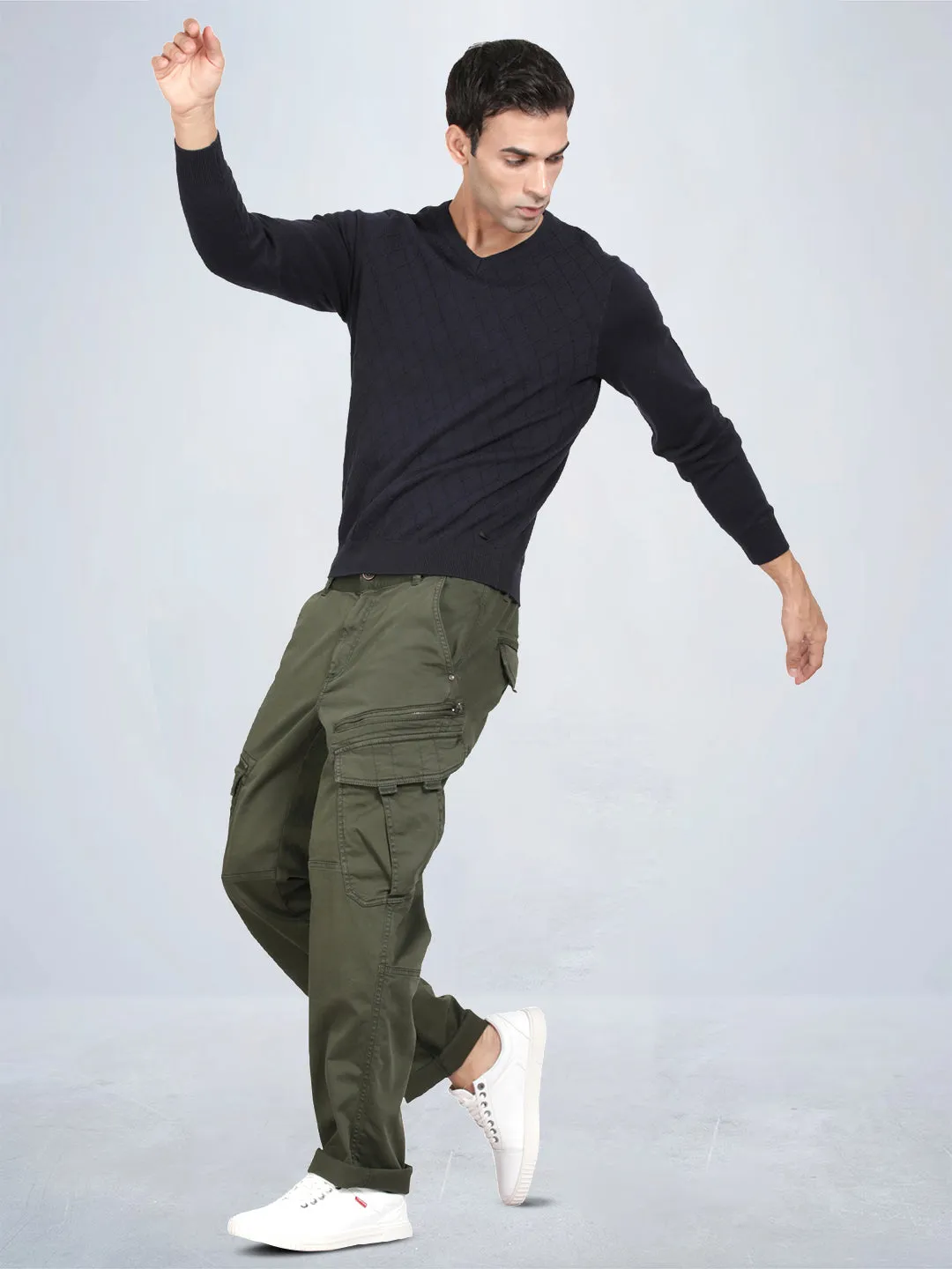 V Neck Navy Full Sleeve Pullover