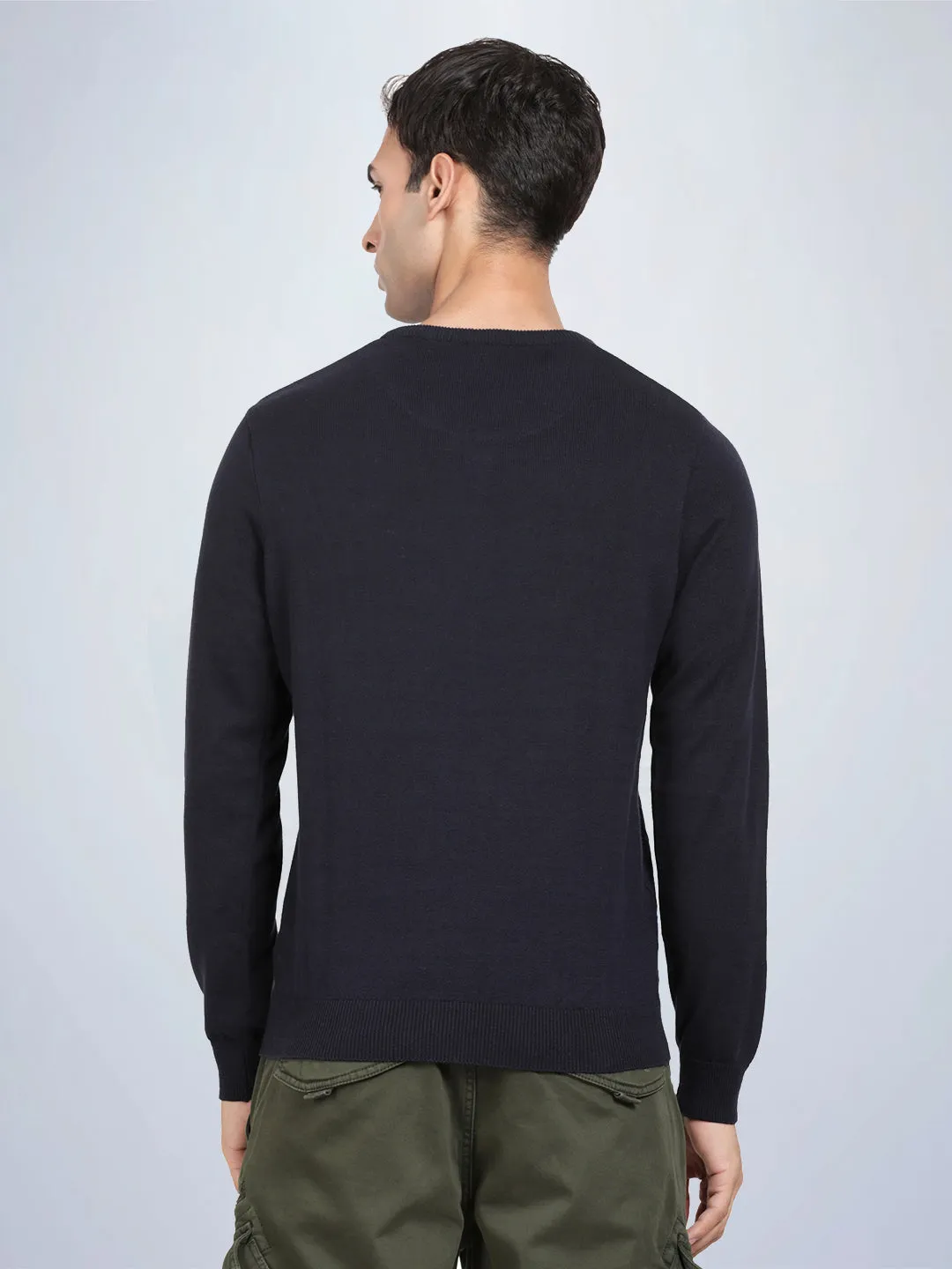 V Neck Navy Full Sleeve Pullover
