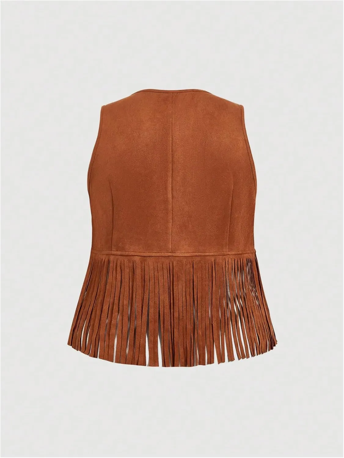Verdusa Women's Plus Size Studded Fringe Vest Hippie Sleeveless Jacket Cardigan