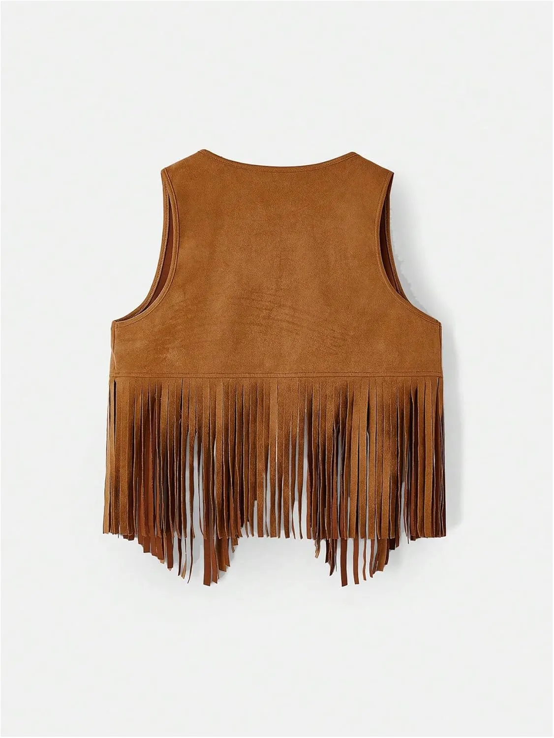 Verdusa Women's Plus Size Studded Fringe Vest Hippie Sleeveless Jacket Cardigan