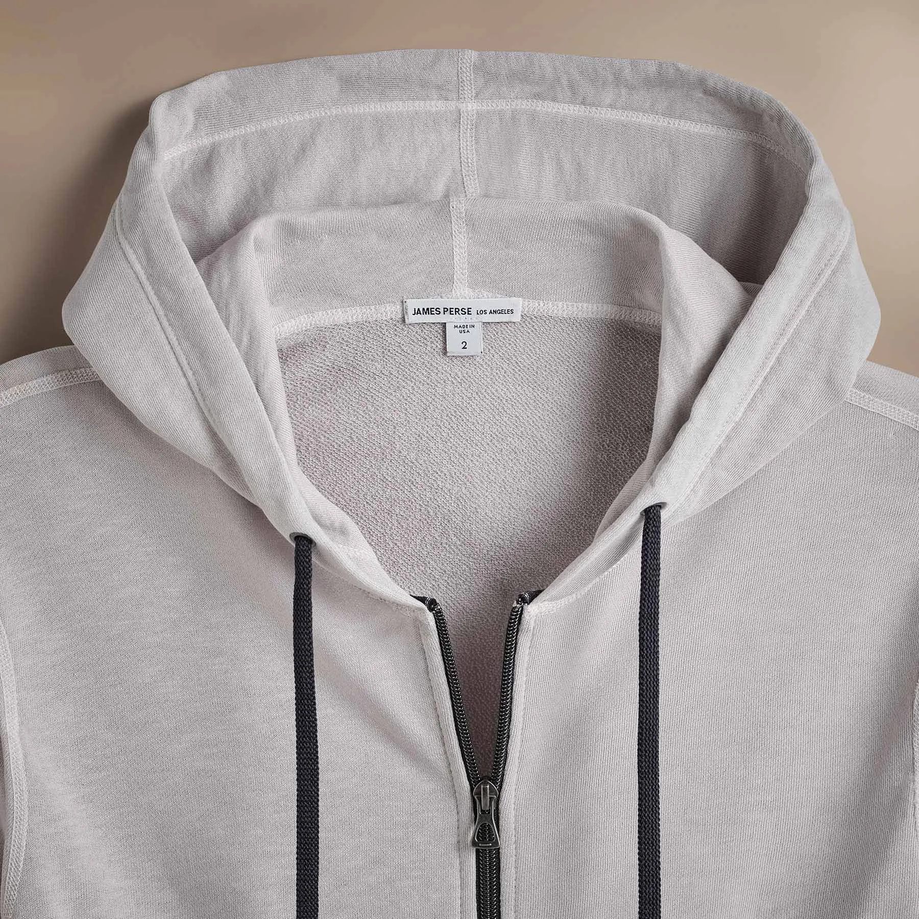 Vintage French Terry Zip Up Hoodie - Light Mist Pigment