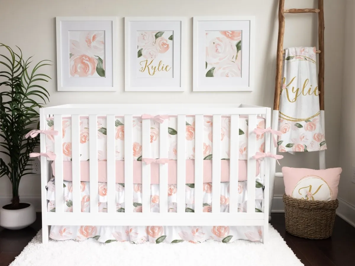 Watercolor Floral Ruffled Crib Skirt