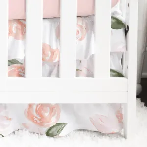 Watercolor Floral Ruffled Crib Skirt