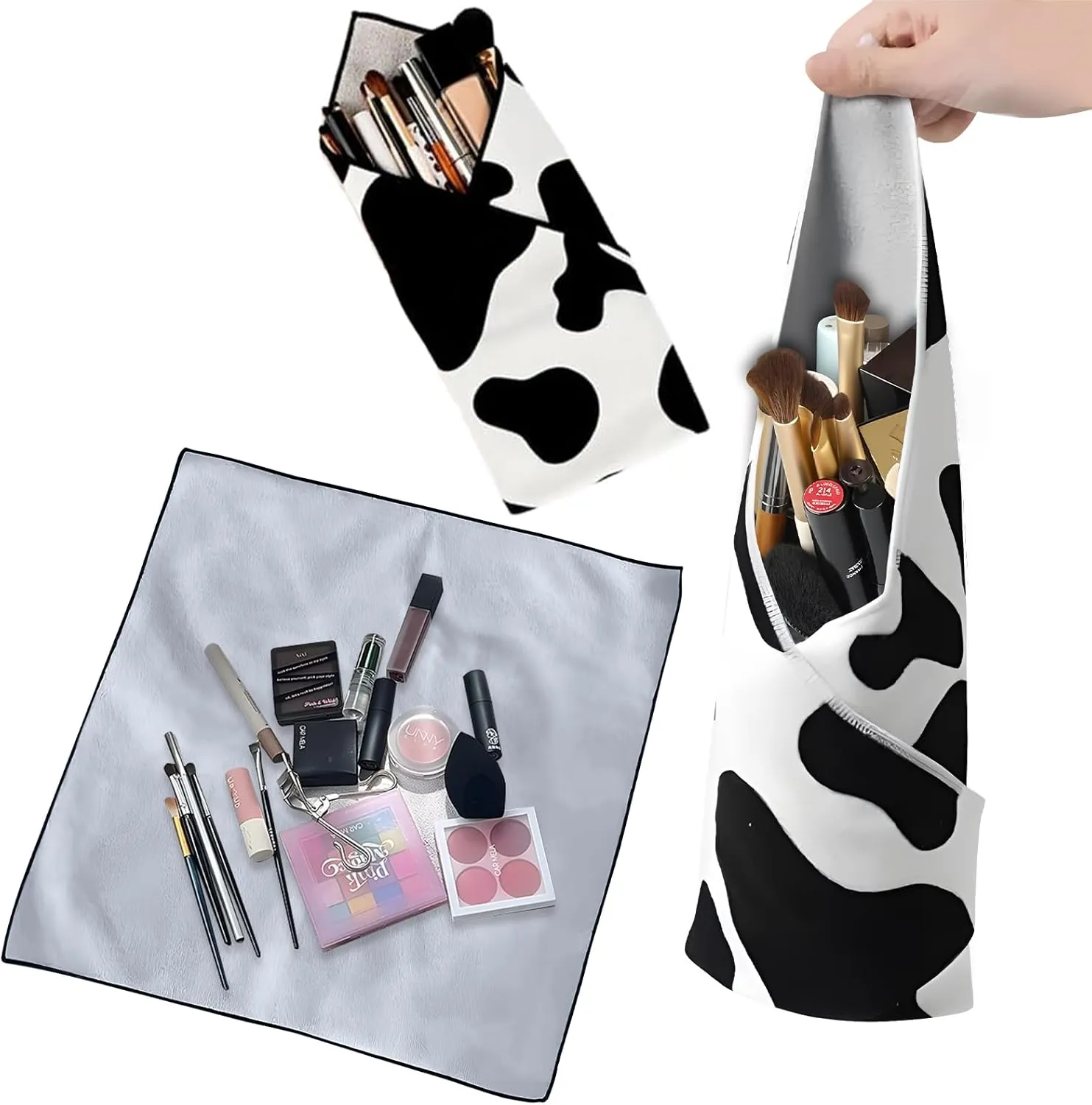 WGL&HJ 2 Pcs Magic Makeup Bag,Open Lay Flat Travel Portable Cosmetic Bag For Women,Self Adhesive Magic Makeup Wrap Cloth,Personalized Makeup PouchGirl's Style