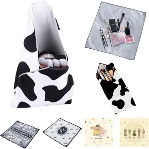 WGL&HJ 2 Pcs Magic Makeup Bag,Open Lay Flat Travel Portable Cosmetic Bag For Women,Self Adhesive Magic Makeup Wrap Cloth,Personalized Makeup PouchGirl's Style