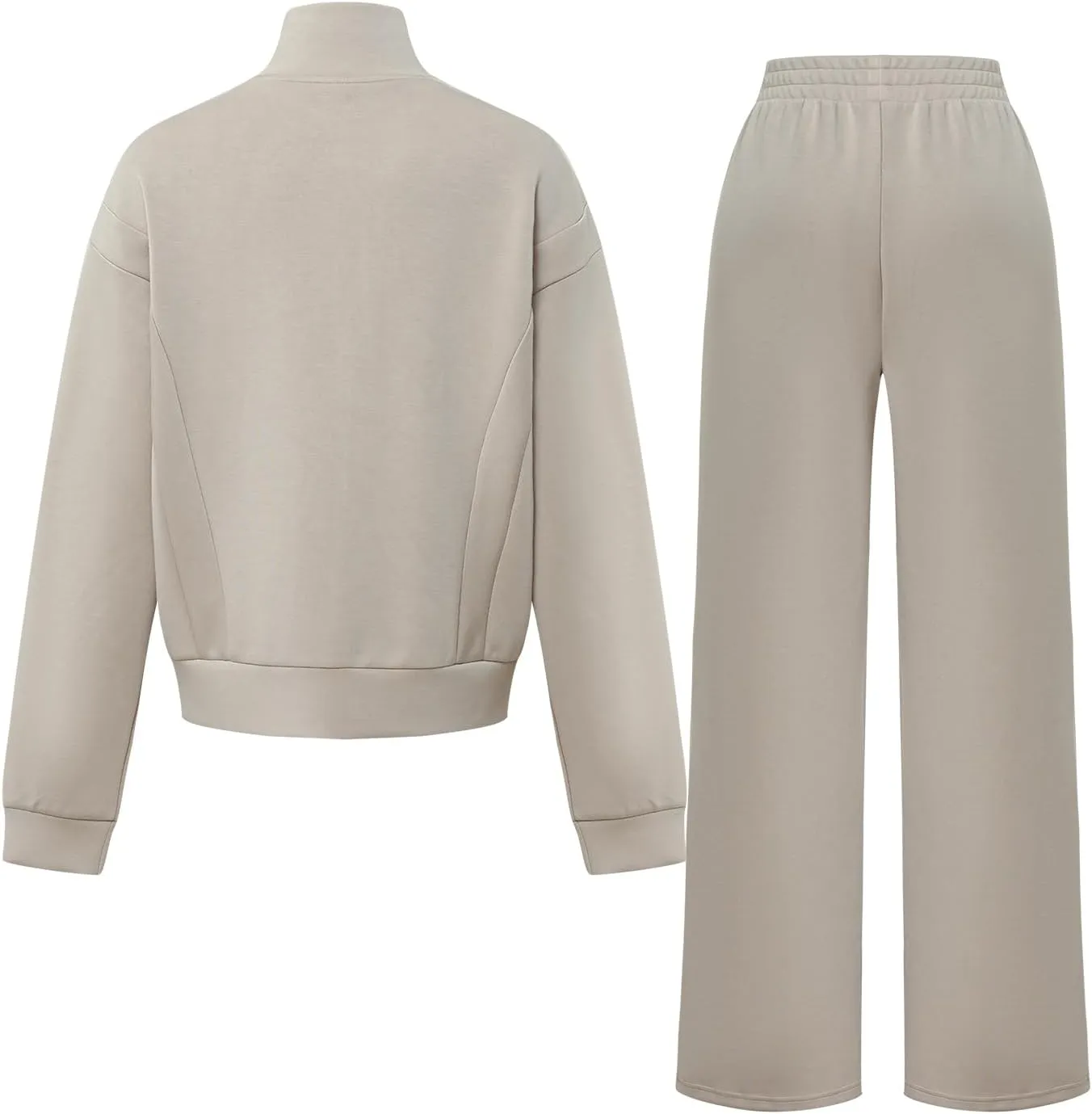 Women's 2 Piece Contrast Striped Zip Up Sweatshirt and Wide Leg Pants Athletic Jogger Sweatpants Suits