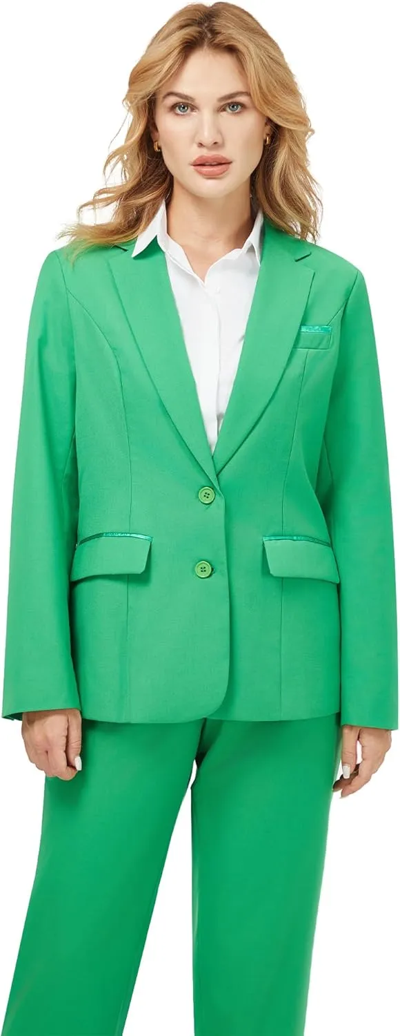 Women's 2 Piece Suit Lady 2 Button Business Work Office Slim Fit Blazer Jacket Pants Set