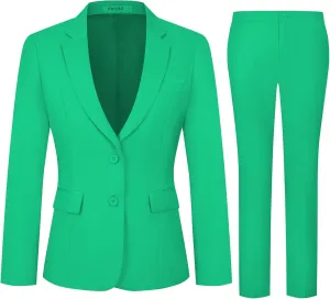 Women's 2 Piece Suit Lady 2 Button Business Work Office Slim Fit Blazer Jacket Pants Set