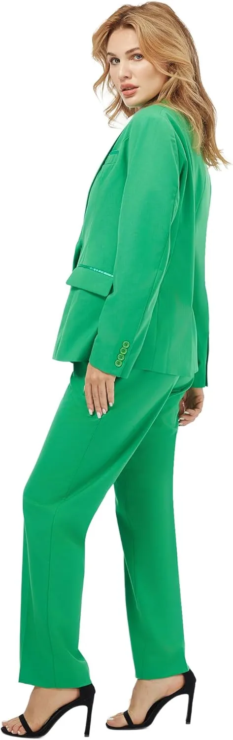 Women's 2 Piece Suit Lady 2 Button Business Work Office Slim Fit Blazer Jacket Pants Set