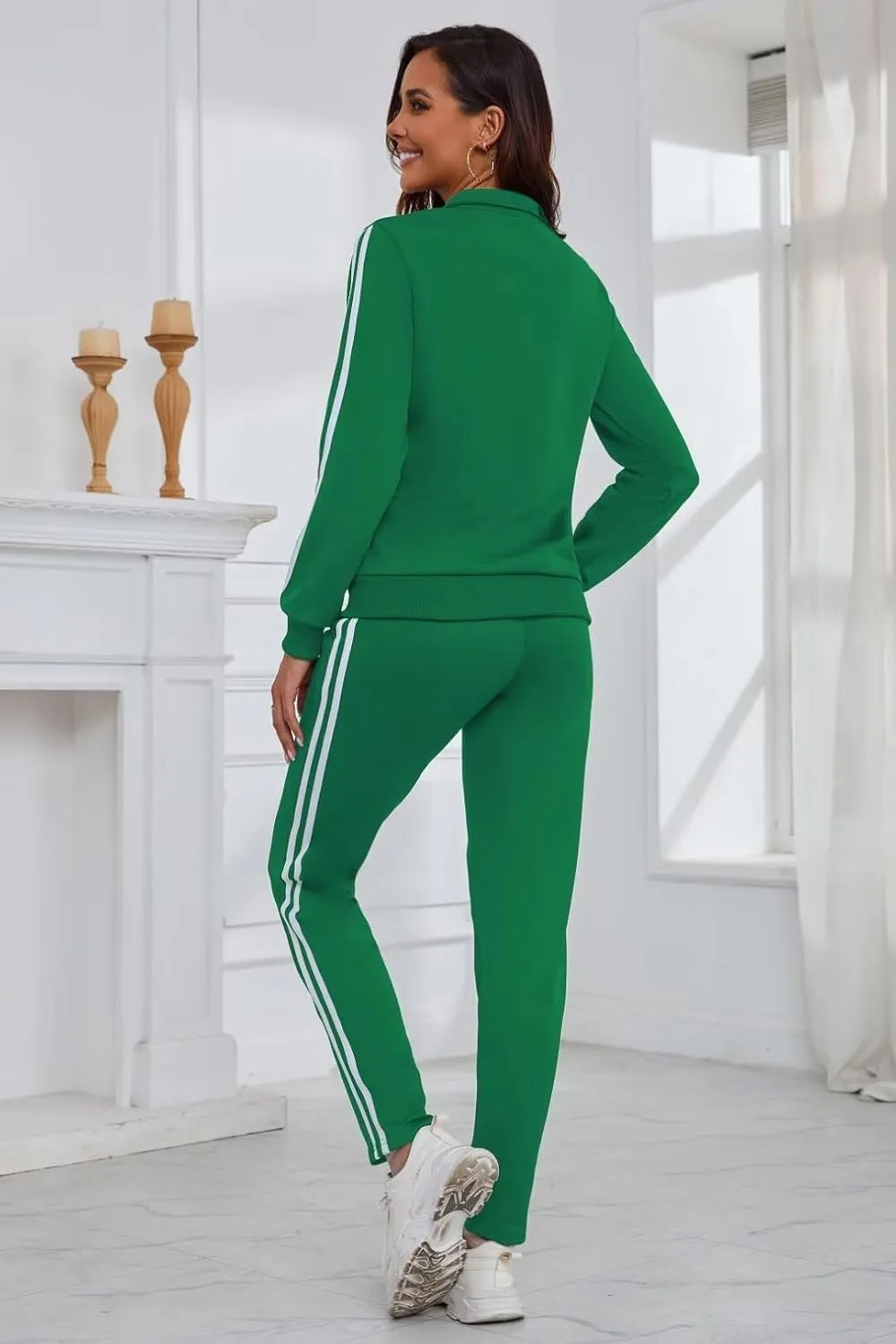 Women's 2 Piece Tracksuit Long Sleeve Track Suits Full Zip Lounge Set Sweatsuits Outfits