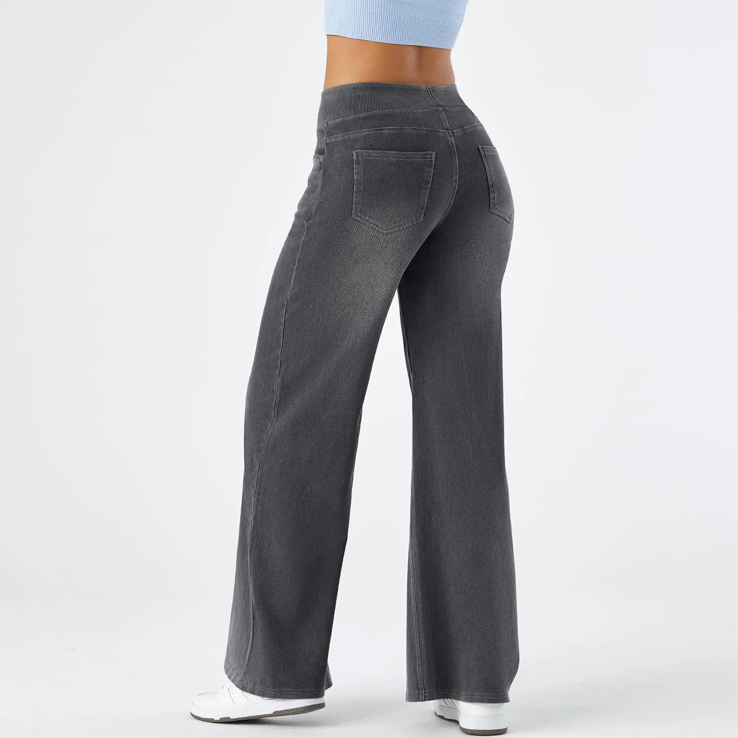 Women's High Waisted Wide Leg Jeggings  Stretch Denim Pull On Flare Jeans with Pockets Casual Comfy Pants