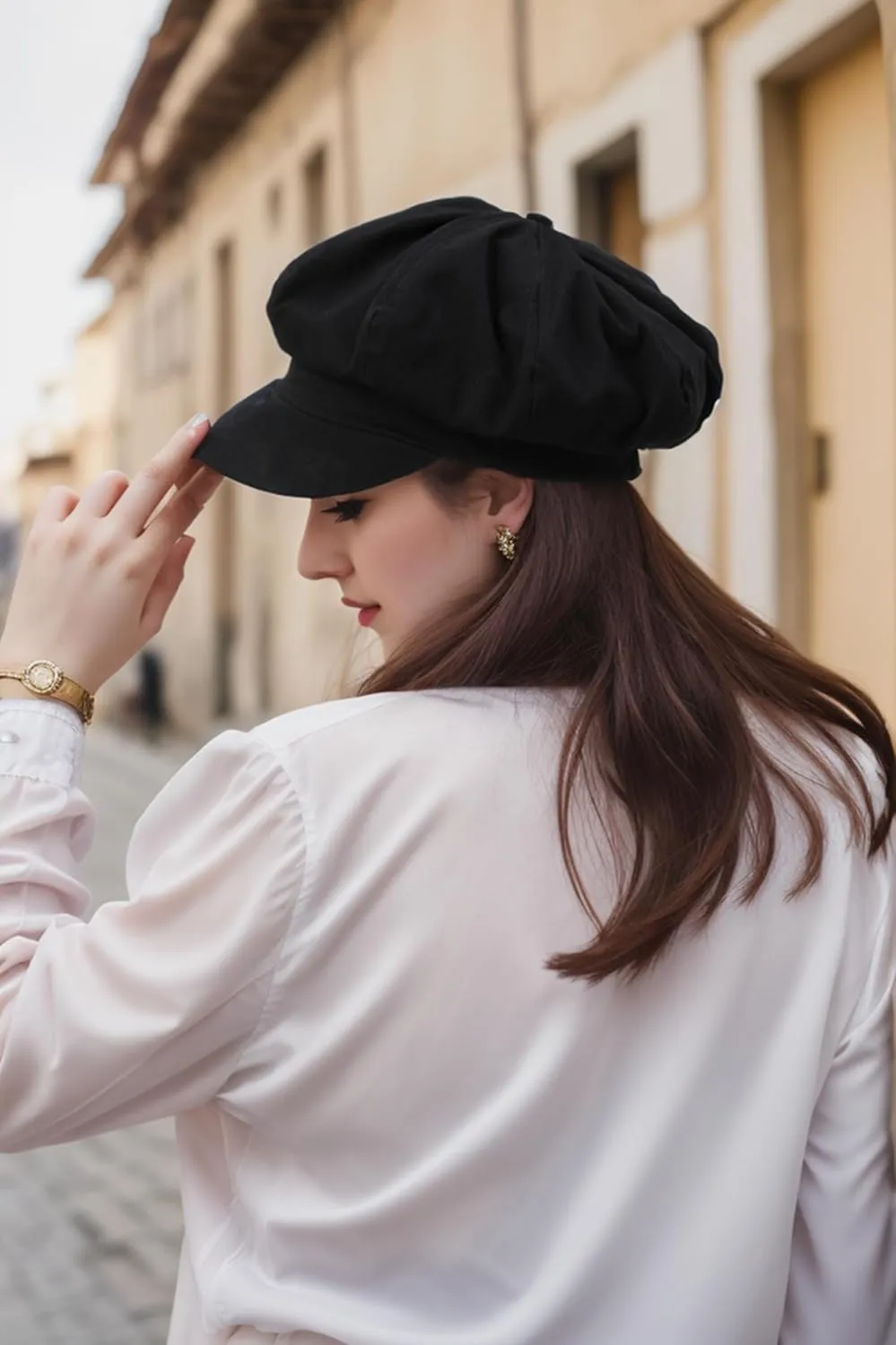 Womens Newsboy Cap Summer Beret Cap- 100% Cotton 8 Panels Vintage Cabbie Hat- Octagonal Visor Cap for Women Girls Ladies Gift