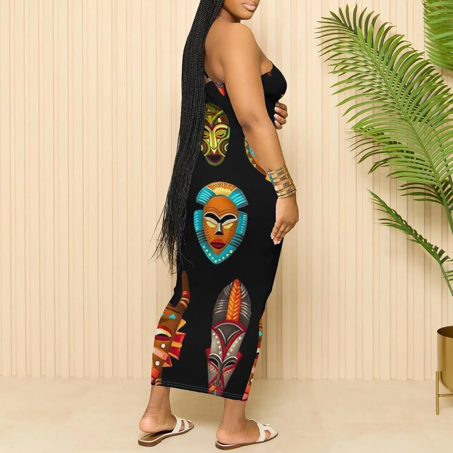 Women's Summer Maxi Dress Plus Size Tank Dress Sleeveless Spaghetti Strap Beach Midi Dress Long Bodycon Sexy Dress