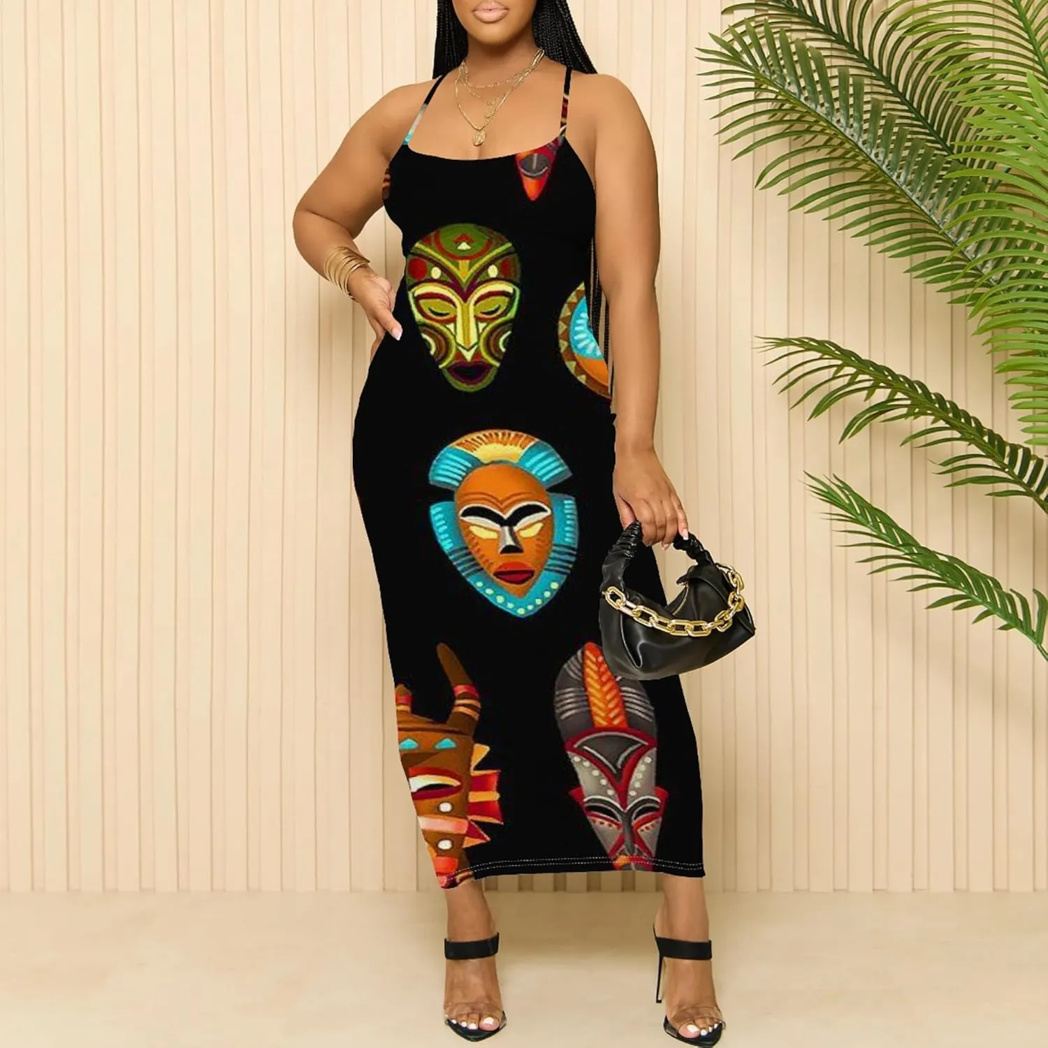Women's Summer Maxi Dress Plus Size Tank Dress Sleeveless Spaghetti Strap Beach Midi Dress Long Bodycon Sexy Dress