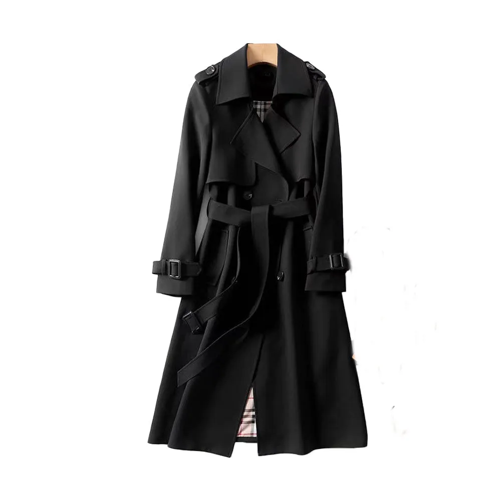 Womens Trench Coat  Cotton Gabardine  Double Breasted  Belted Full Length