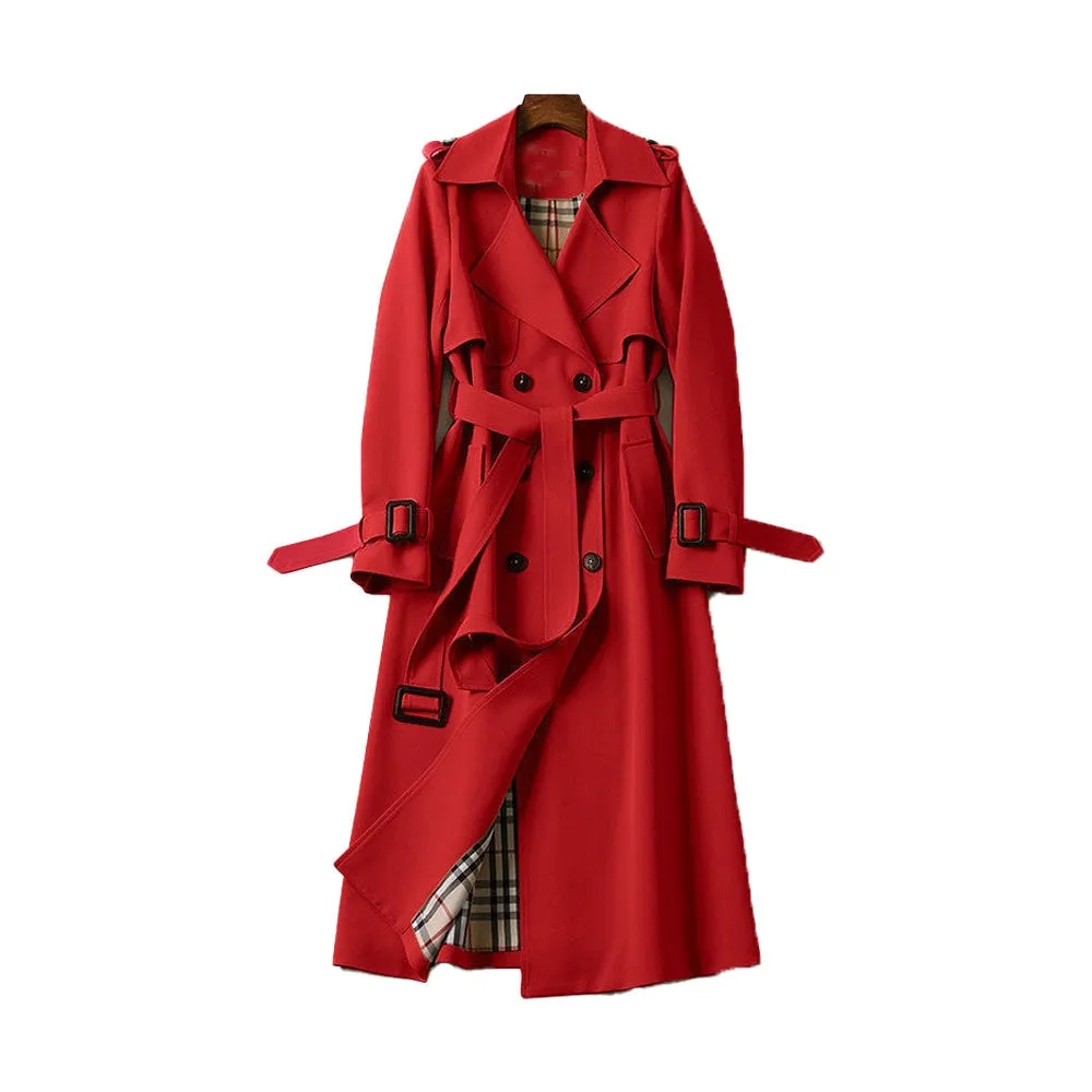 Womens Trench Coat  Cotton Gabardine  Double Breasted  Belted Full Length