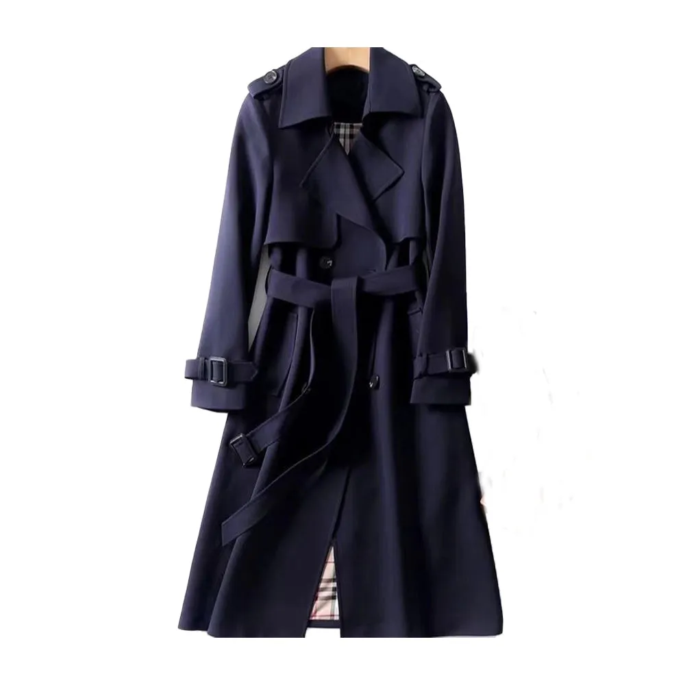 Womens Trench Coat  Cotton Gabardine  Double Breasted  Belted Full Length